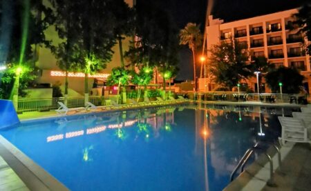 Intermar Hotel Swimming Pool and Garden by Night
